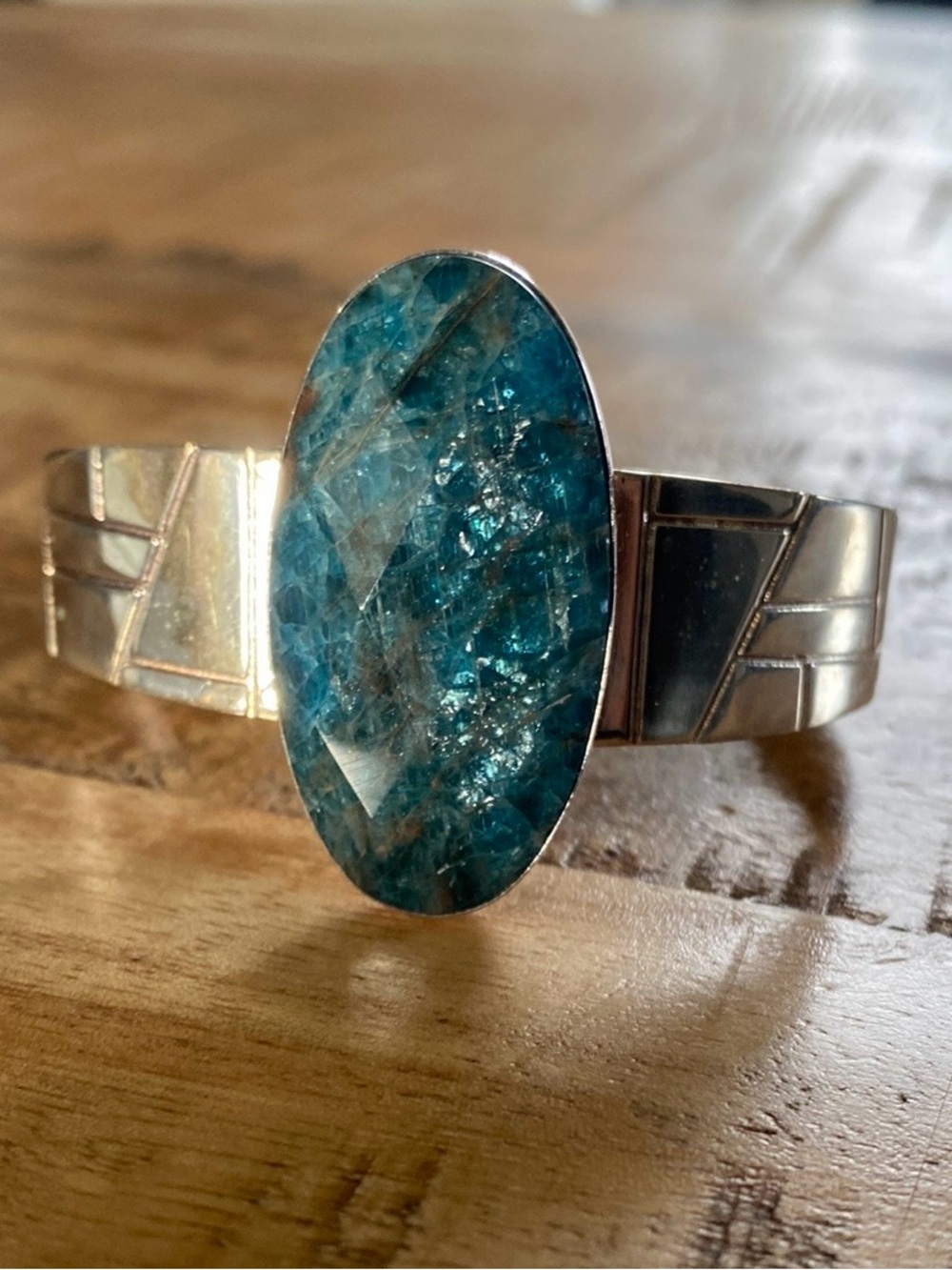 Jay King Mine Finds Sterling Silver & Blue Apatite Cuff Bracelet
